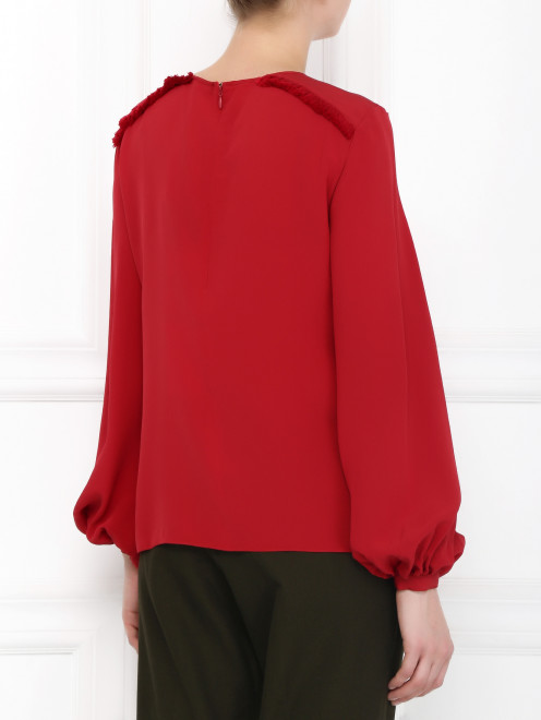 Блуза из шелка с драпировкой на груди - Модель Верх-Низ1