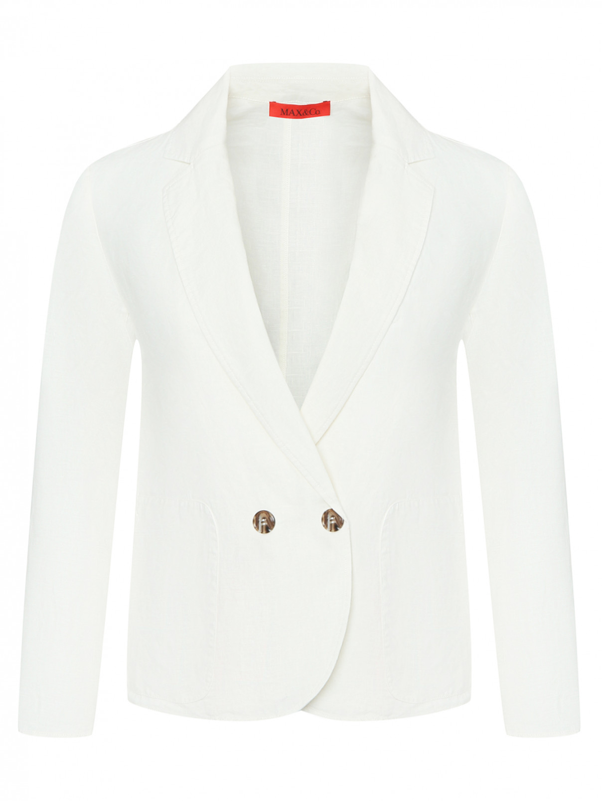 Жакет изо льна с карманами Max&Co  –  Общий вид  – Цвет:  Белый