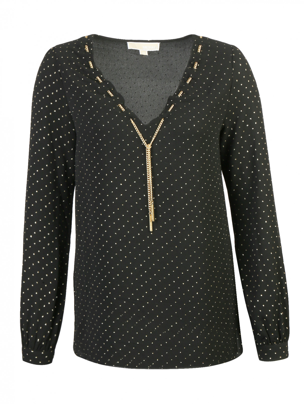 Блуза свободного кроя с декоративной отделкой Michael by Michael Kors  –  Общий вид  – Цвет:  Черный