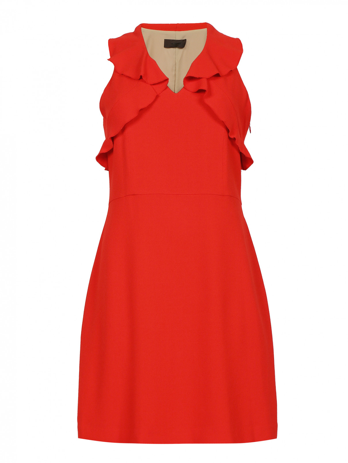 Платье-мини с драпировкой и V-образным вырезом JO NO FUI  –  Общий вид  – Цвет:  Красный