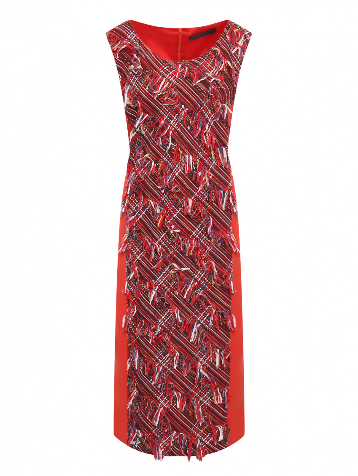Платье-футляр из хлопка с узором Marina Rinaldi  –  Общий вид  – Цвет:  Красный