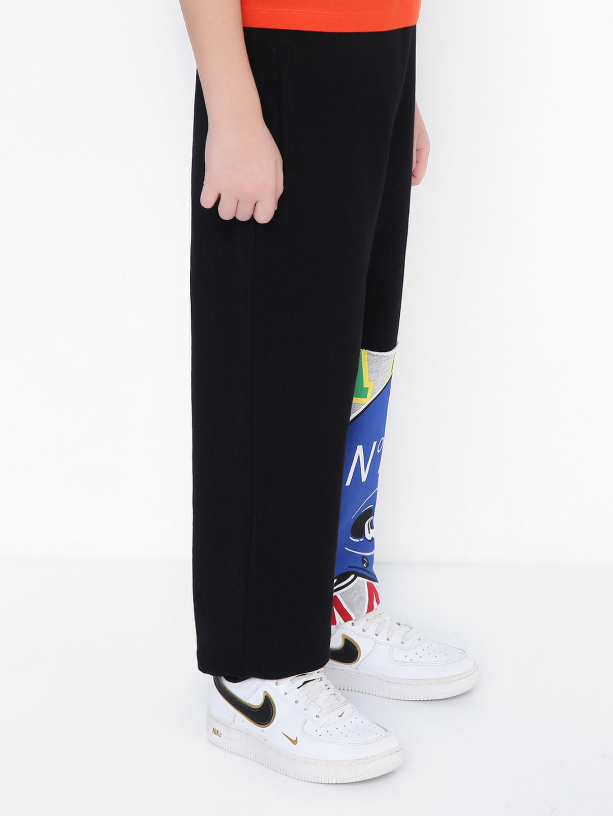 Трикотажные брюки с принтом N21  –  МодельВерхНиз  – Цвет:  Черный