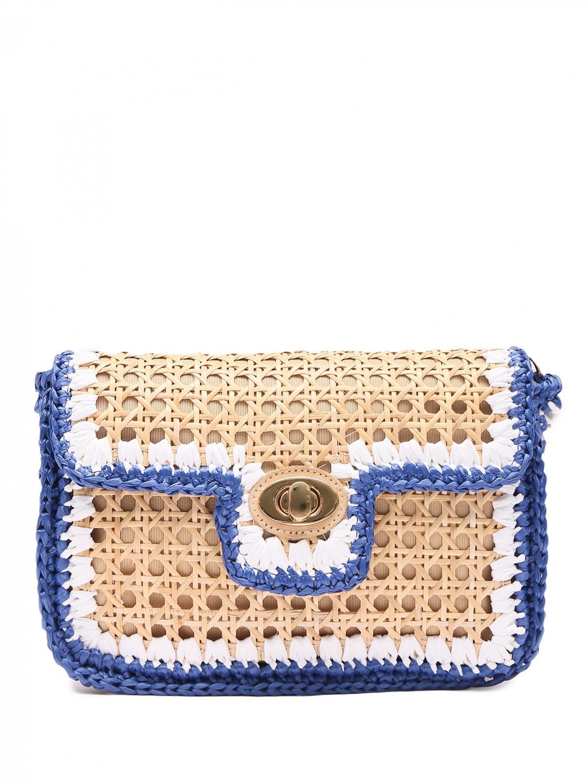 Плетеная сумка на цепочке Luisa Spagnoli  –  Общий вид  – Цвет:  Бежевый