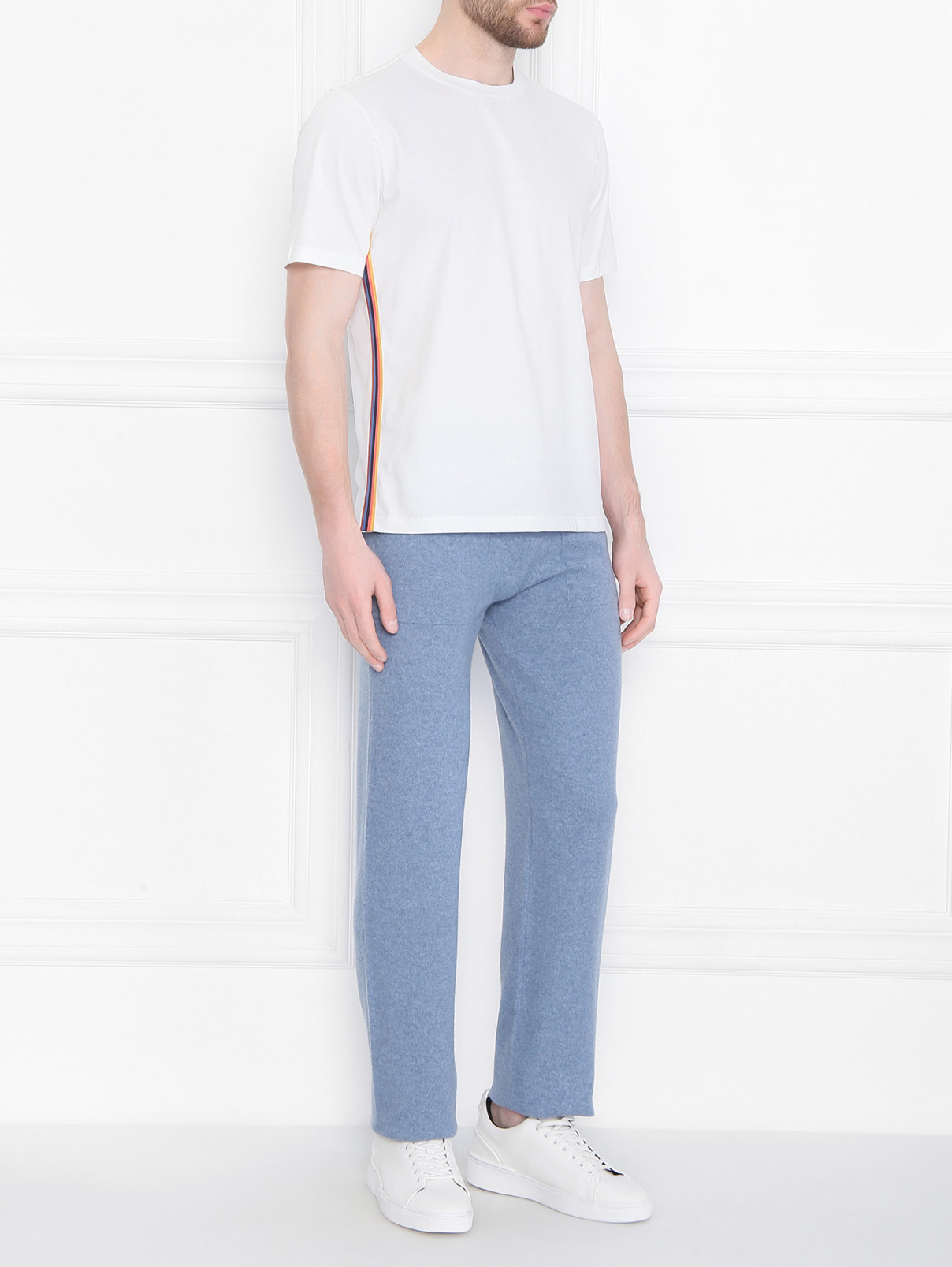 Трикотажные брюки из кашемира Malo  –  МодельОбщийВид  – Цвет:  Синий