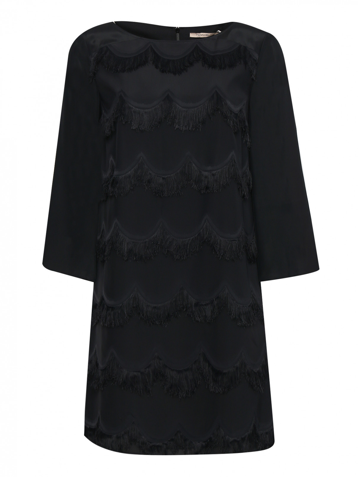 Платье свободного кроя с бахромой PennyBlack  –  Общий вид  – Цвет:  Черный