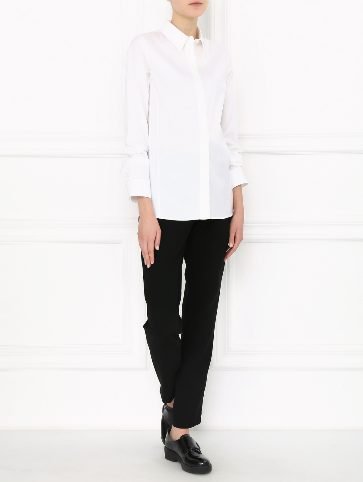 Рубашка из смесового хлопка Jil Sander  –  Модель Общий вид  – Цвет:  Белый