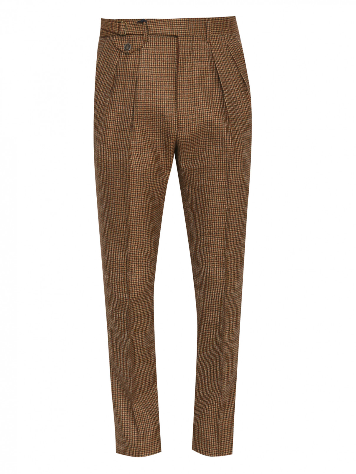 Брюки из шерсти с узором LARDINI  –  Общий вид  – Цвет:  Узор