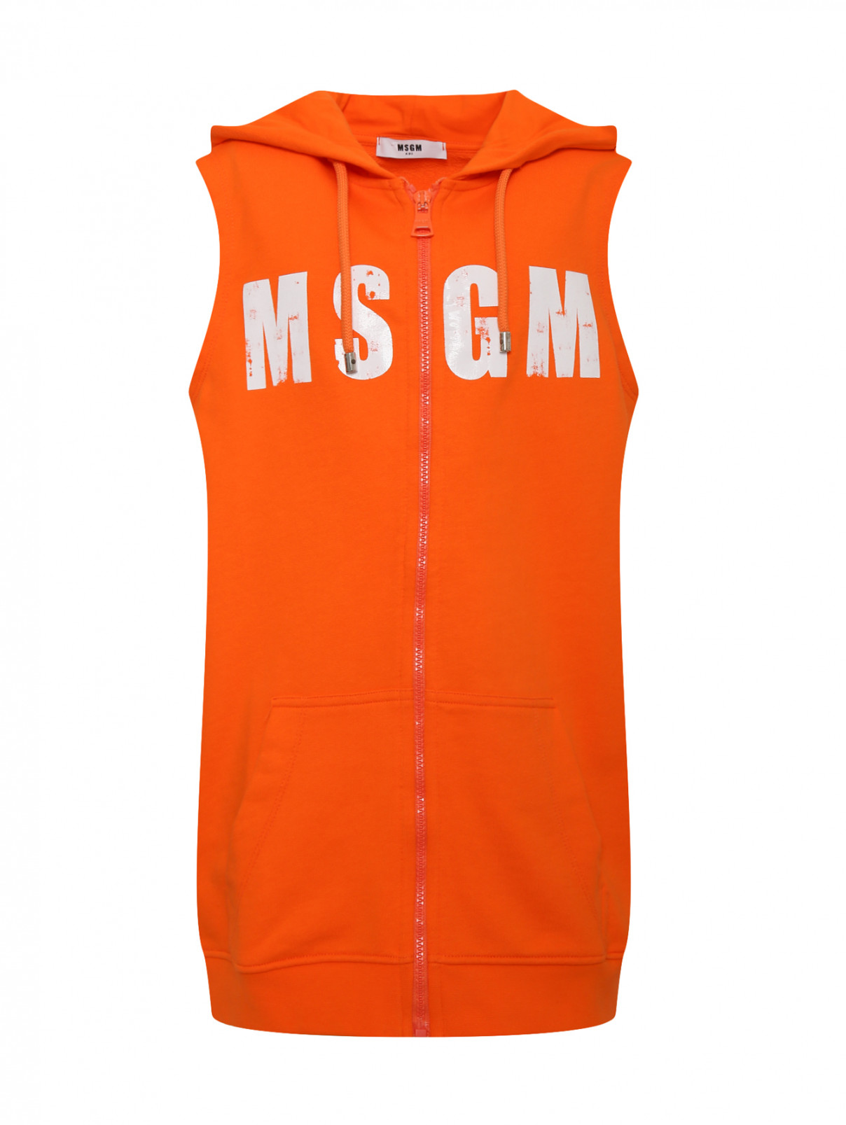 Толстовка на молнии без рукавов MSGM  –  Общий вид  – Цвет:  Оранжевый