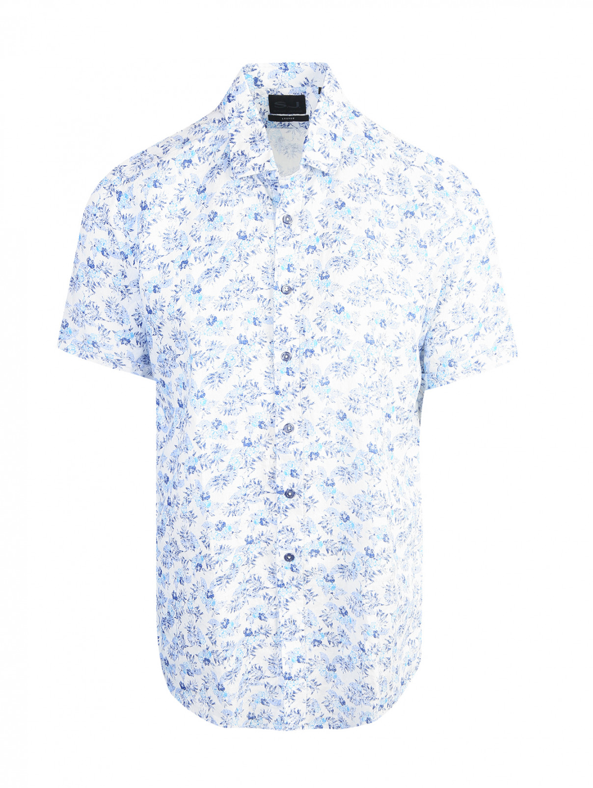Рубашка из льна с узором Sand  –  Общий вид  – Цвет:  Белый