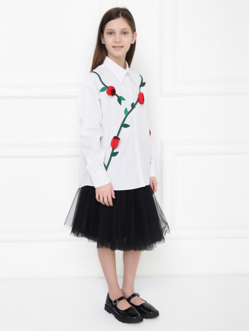 Блуза из хлопка с аппликацией Dolce & Gabbana - МодельОбщийВид