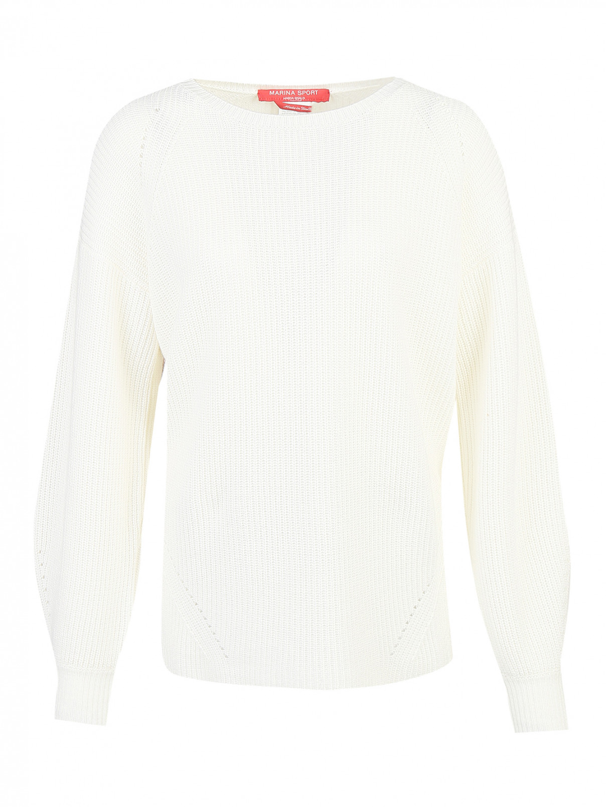 Джемпер из смесовой шерсти крупной вязки Marina Rinaldi  –  Общий вид  – Цвет:  Белый