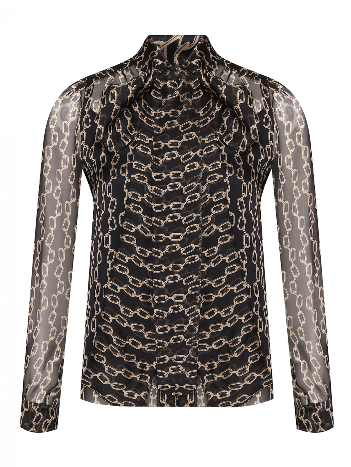 Полупрозрачная блуза из шелка с топом Max Mara  –  Общий вид  – Цвет:  Черный