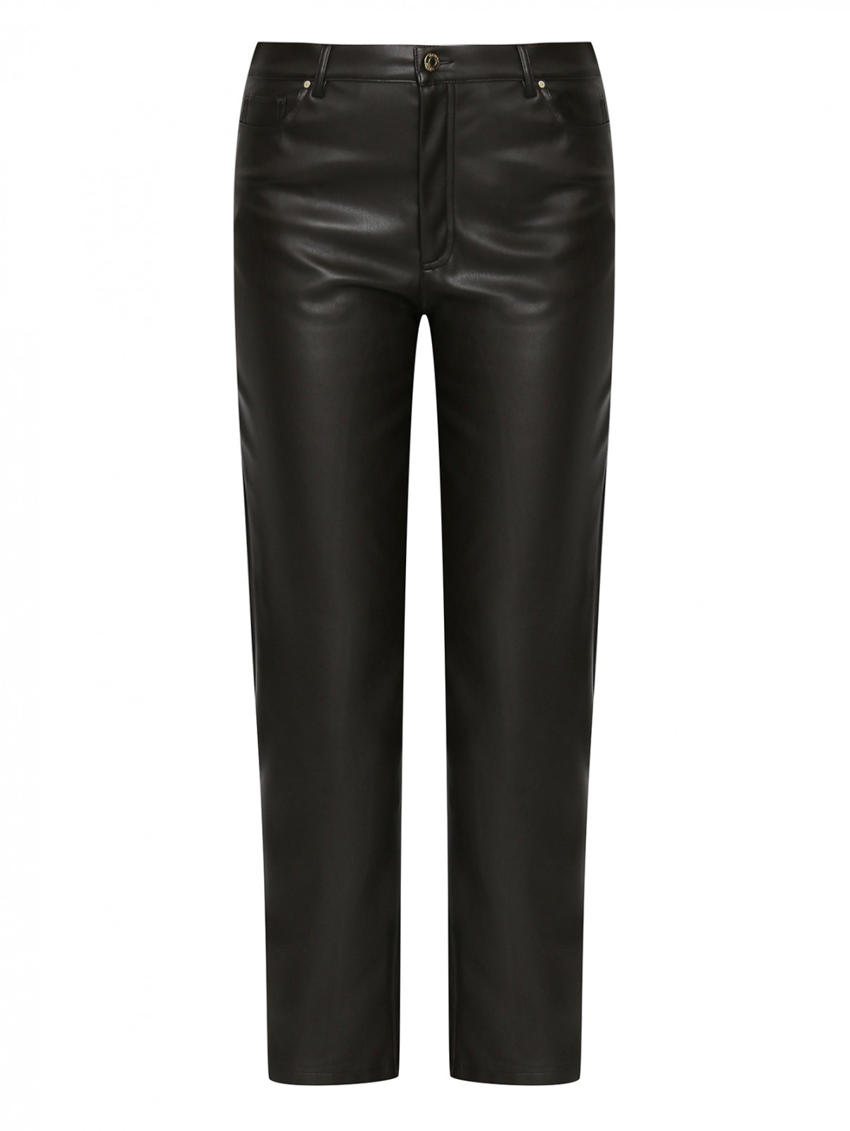 Укороченные брюки из эко-кожи Marina Rinaldi  –  Общий вид  – Цвет:  Коричневый