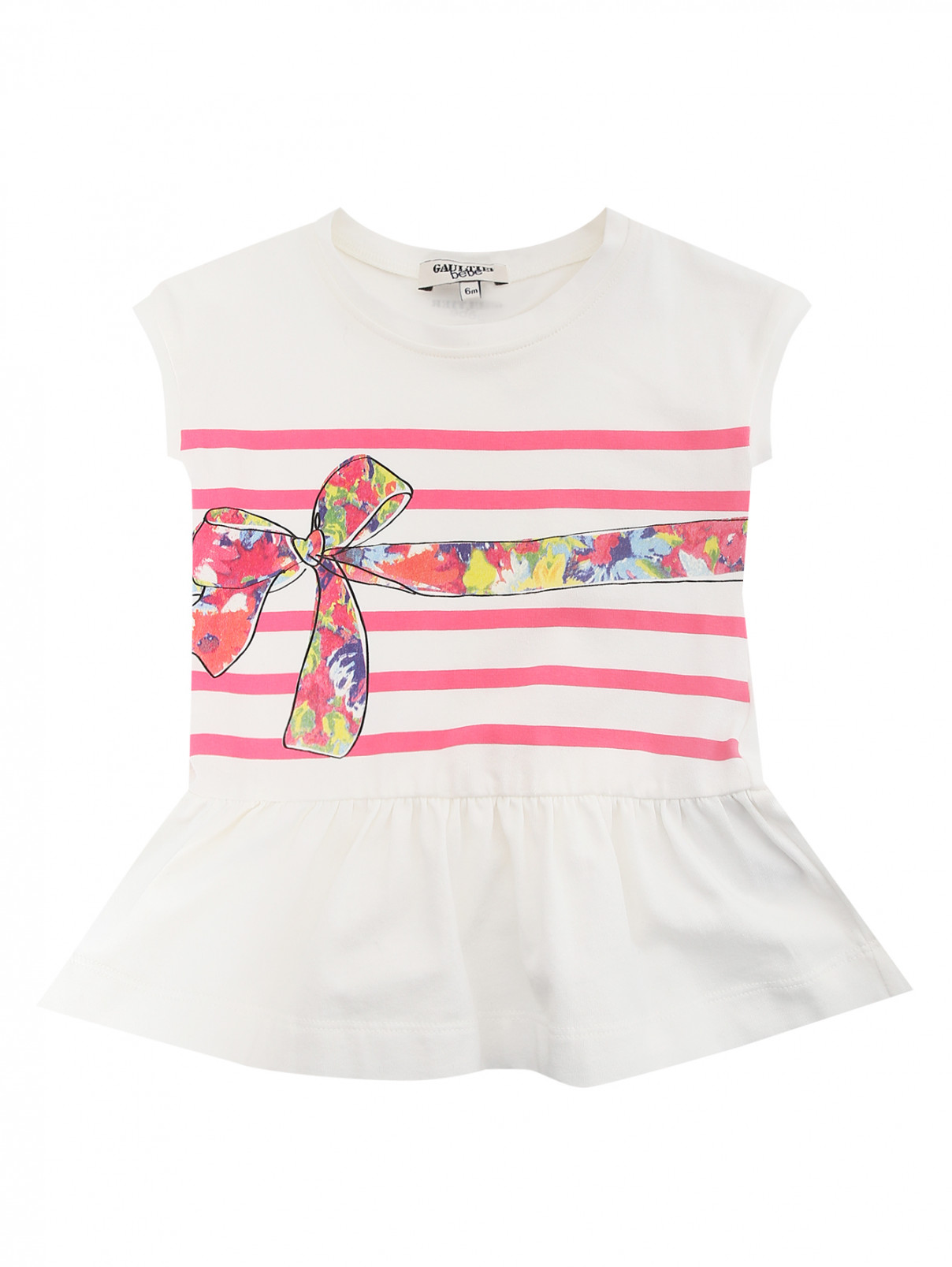 Платье из хлопка с принтом Junior Gaultier  –  Общий вид  – Цвет:  Белый