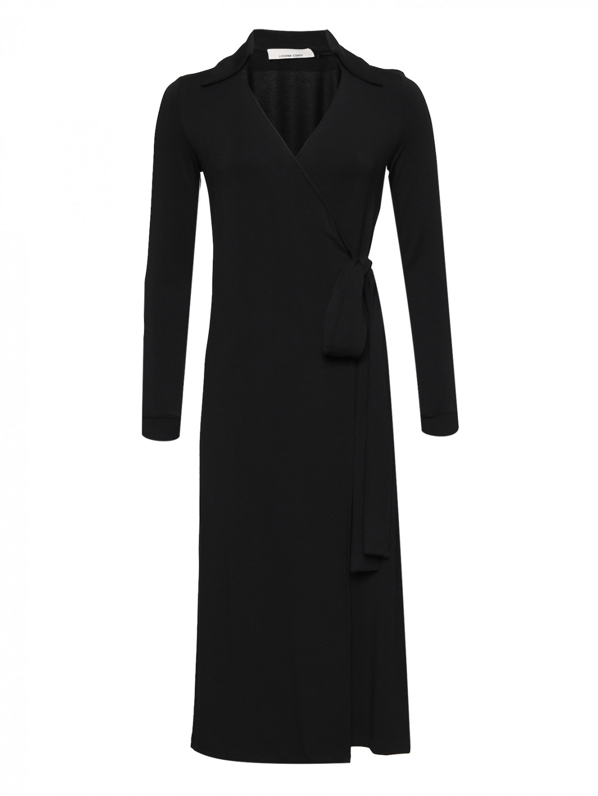 Трикотажное платье-миди Liviana Conti  –  Общий вид  – Цвет:  Черный