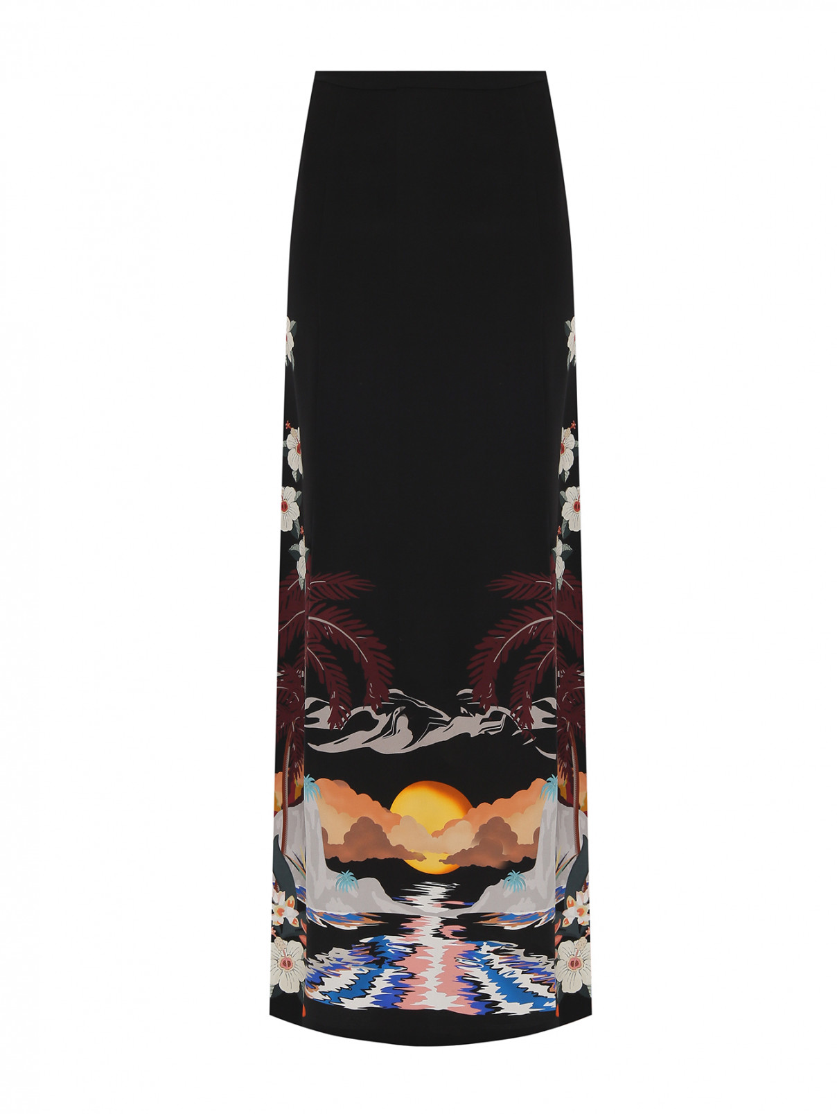 Юбка из шелка с узором Etro  –  Общий вид  – Цвет:  Черный