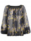 Блуза из шелка свободного кроя с цветочным узором Tara Jarmon  –  Общий вид
