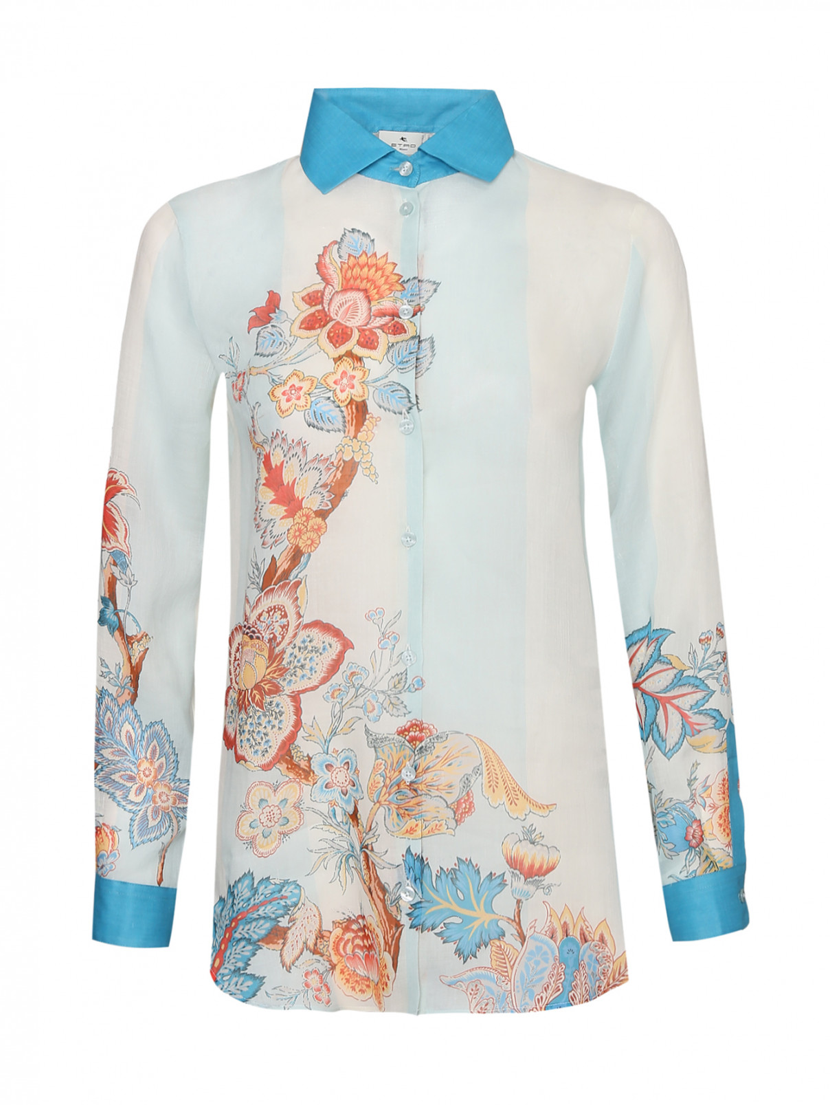 Блуза с узором Etro  –  Общий вид  – Цвет:  Синий