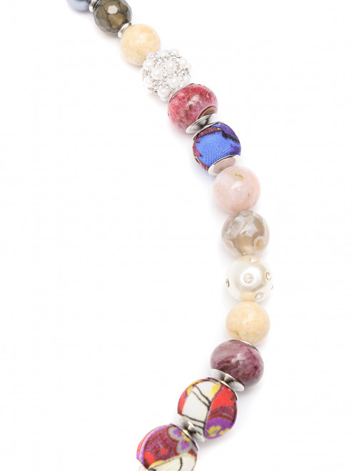 Ожерелье из меди, жемчуга и шелка с кристаллами - Деталь