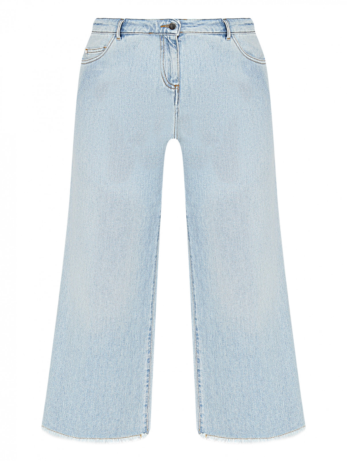 Укороченные джинсы с бахромой Persona by Marina Rinaldi  –  Общий вид  – Цвет:  Синий
