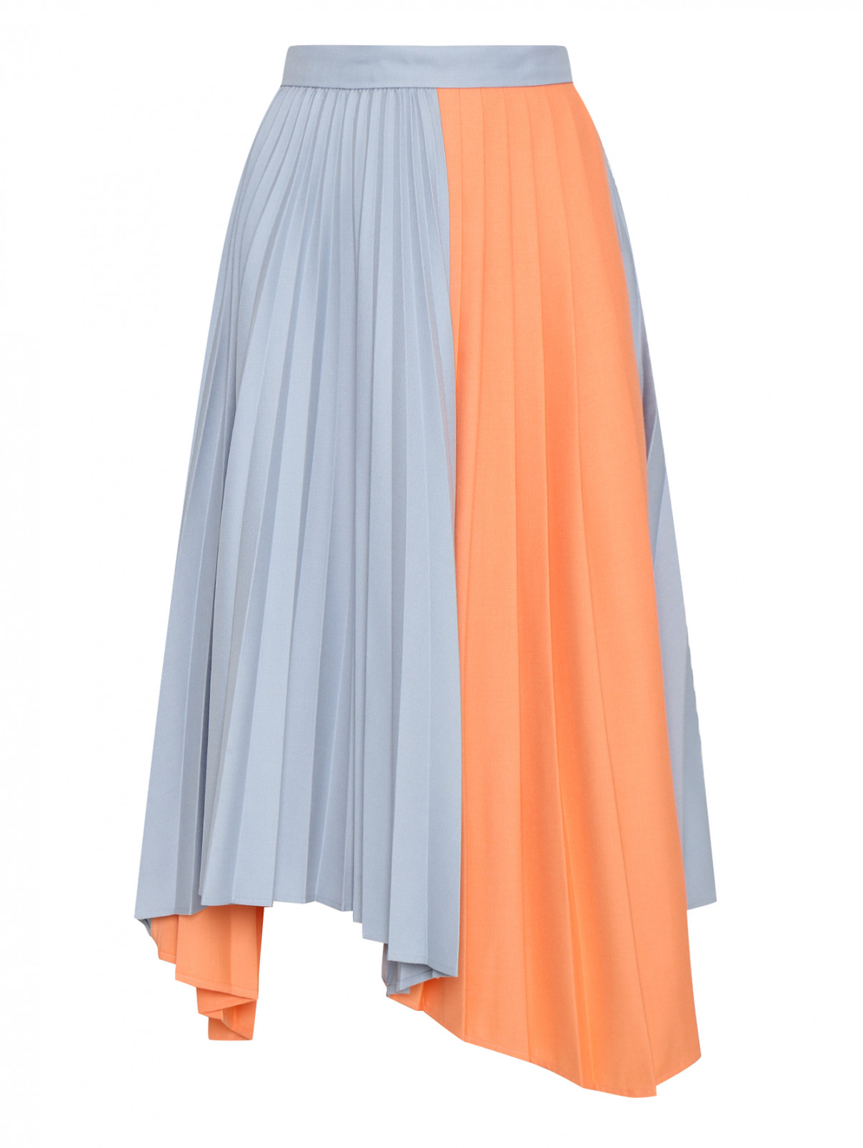 Плиссированная комбинированная юбка Max&Co  –  Общий вид  – Цвет:  Синий