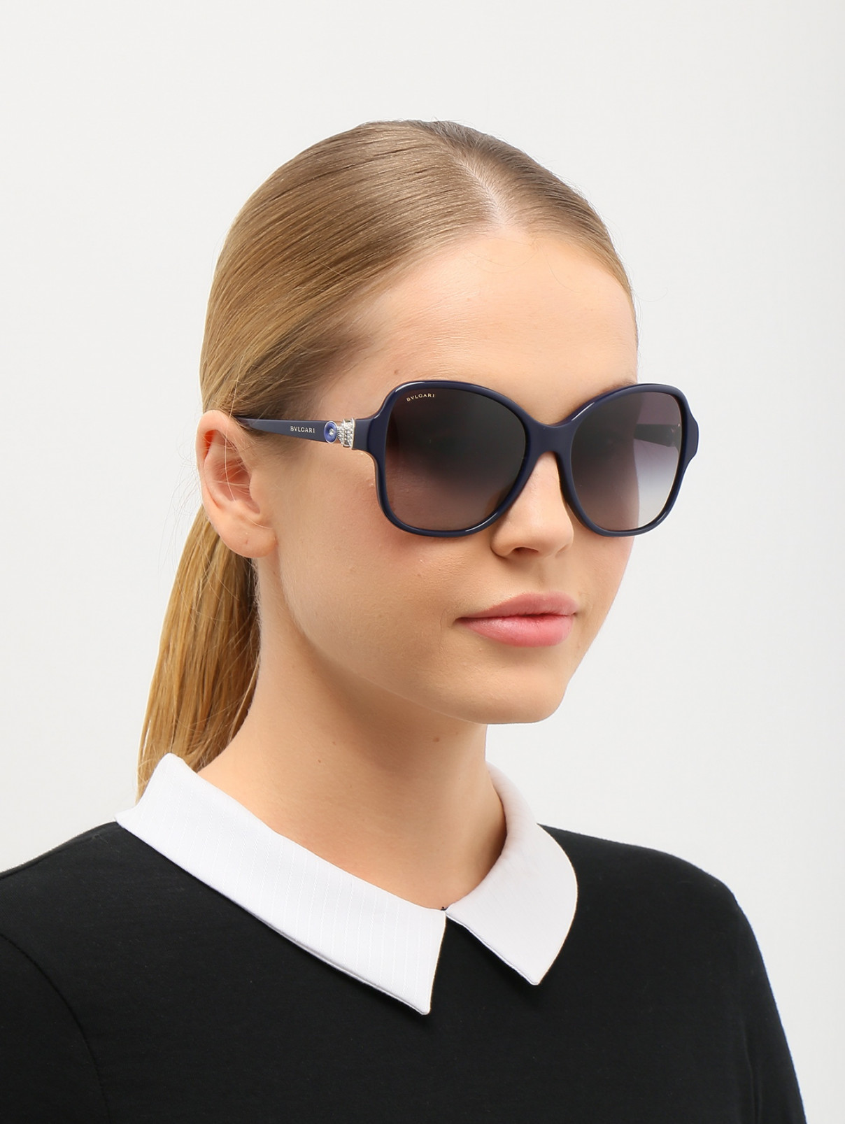 Солнцезащитные очки "стрекоза" с кристаллами на дужках BVLGARI  –  Модель Общий вид  – Цвет:  Фиолетовый