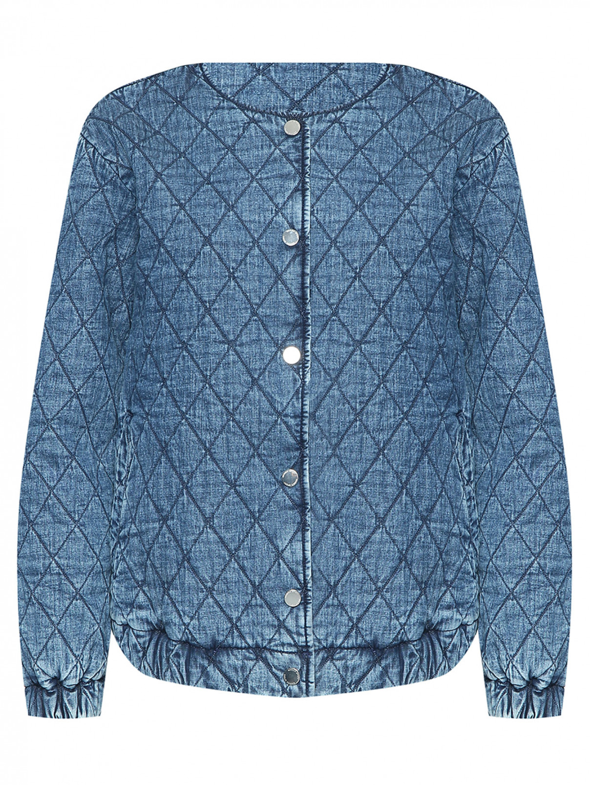 Стеганая куртка из денима Marina Rinaldi  –  Общий вид  – Цвет:  Синий