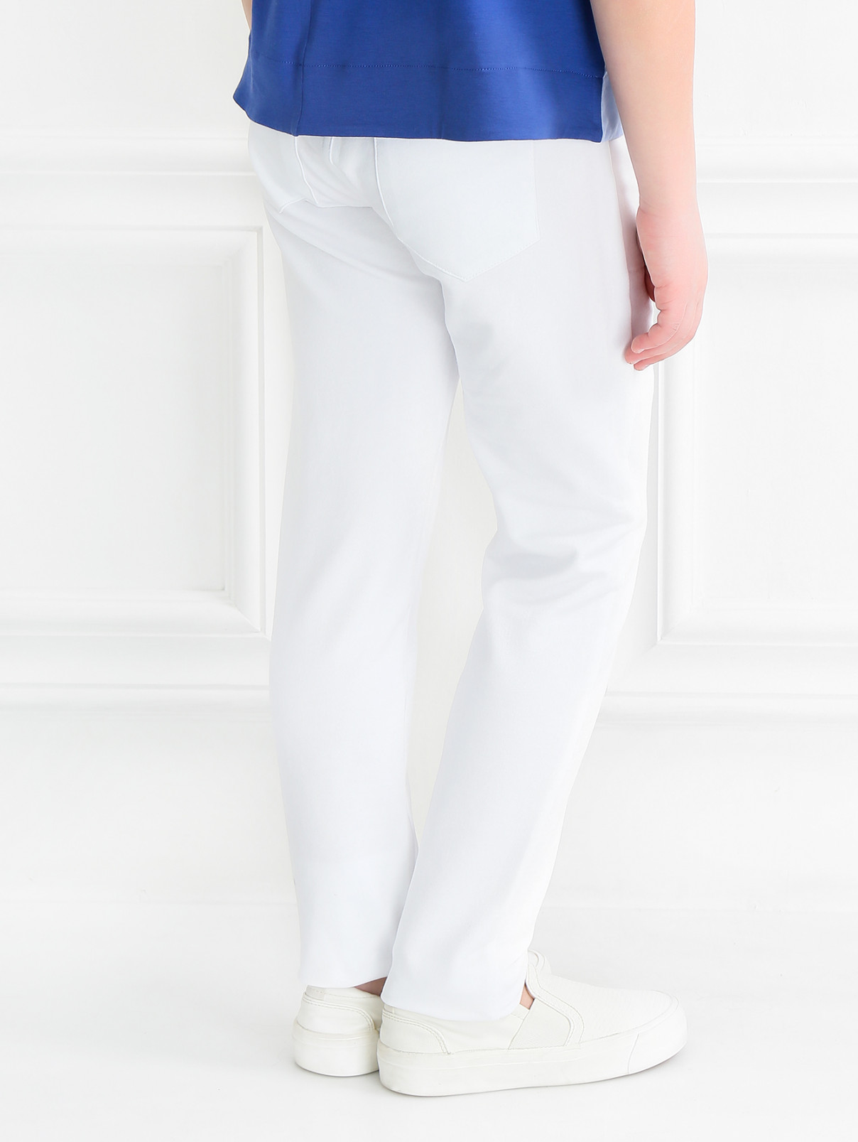 Трикотажные брюки расшитые бусинами и кристаллами Miss Blumarine  –  Модель Верх-Низ1  – Цвет:  Белый