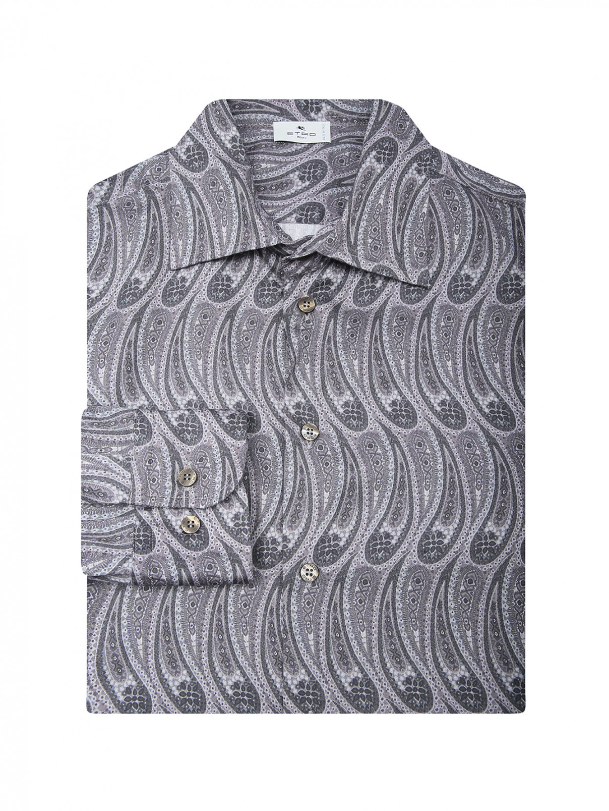 Рубашкка с узором пейсли Etro  –  Общий вид  – Цвет:  Серый