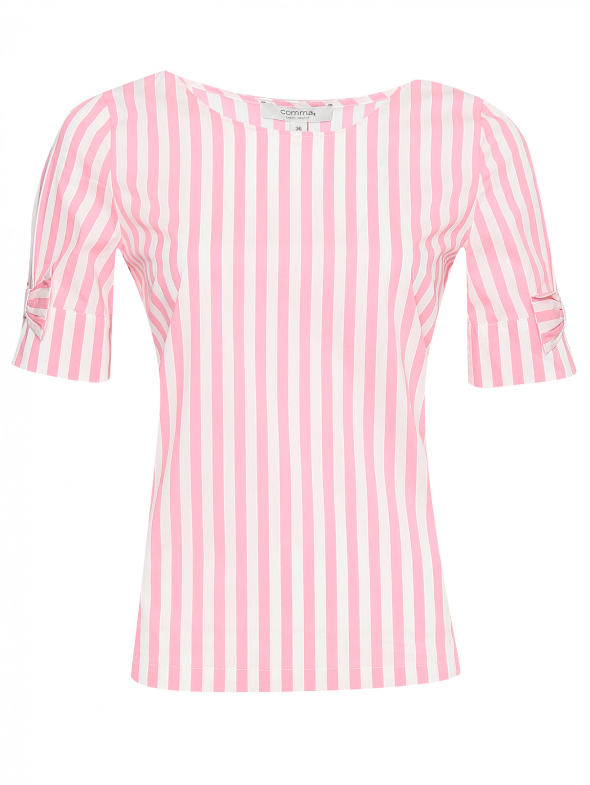 Блуза из смесового хлопка с узором "полоска" Comma  –  Общий вид  – Цвет:  Розовый