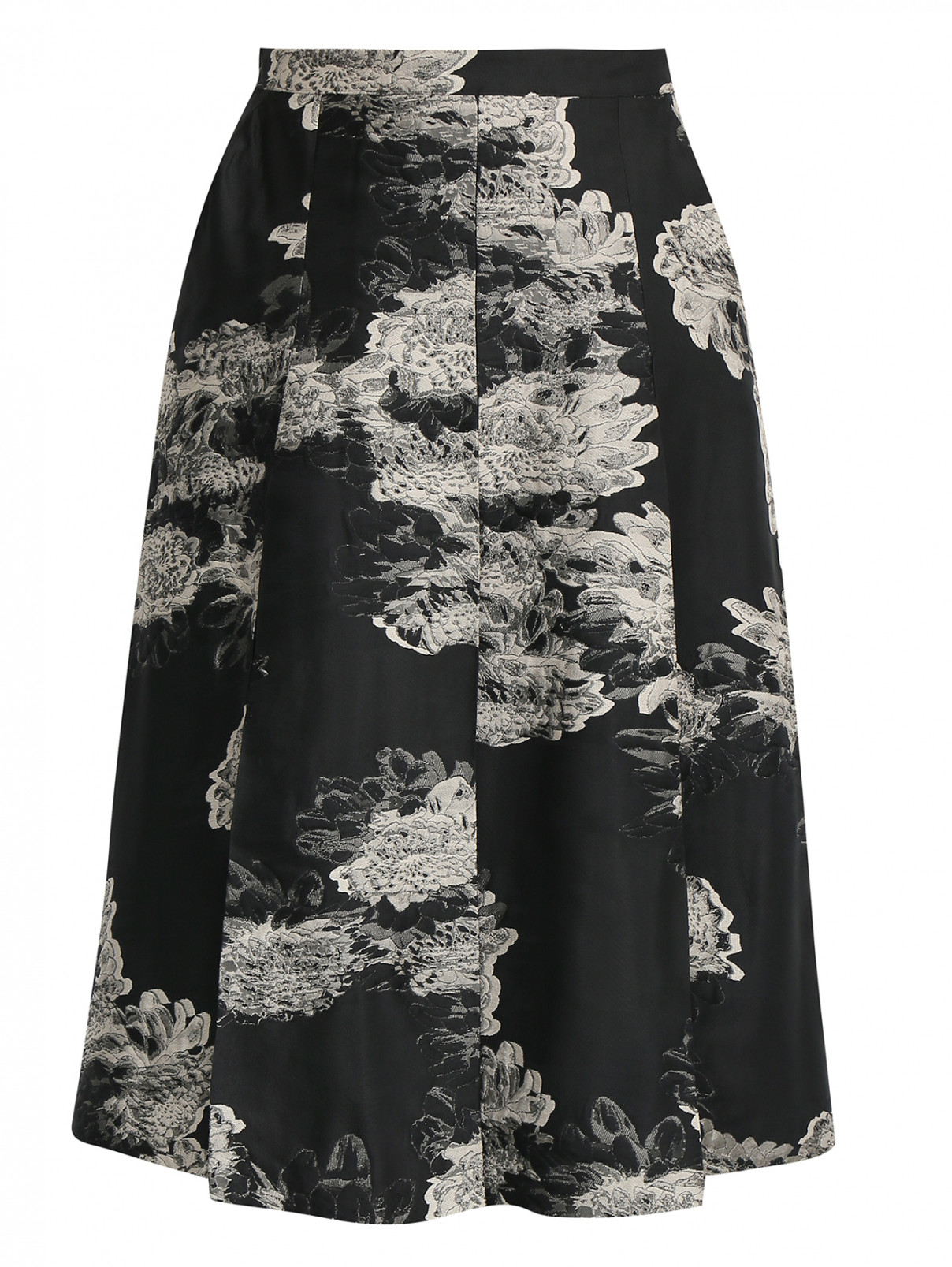Юбка в складку из жаккардовой ткани Marina Rinaldi  –  Общий вид  – Цвет:  Черный