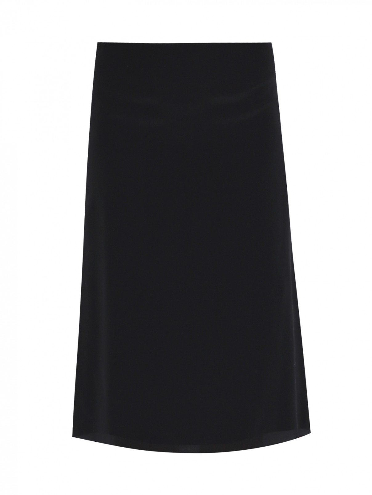 Юбка однотонная из шелка Nina Ricci  –  Общий вид  – Цвет:  Черный