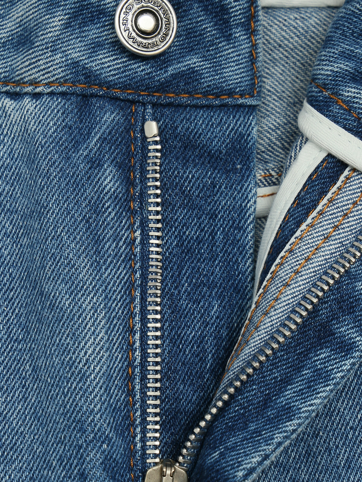 Укороченные джинсы с потертостями Ermanno Scervino  –  Деталь1  – Цвет:  Синий
