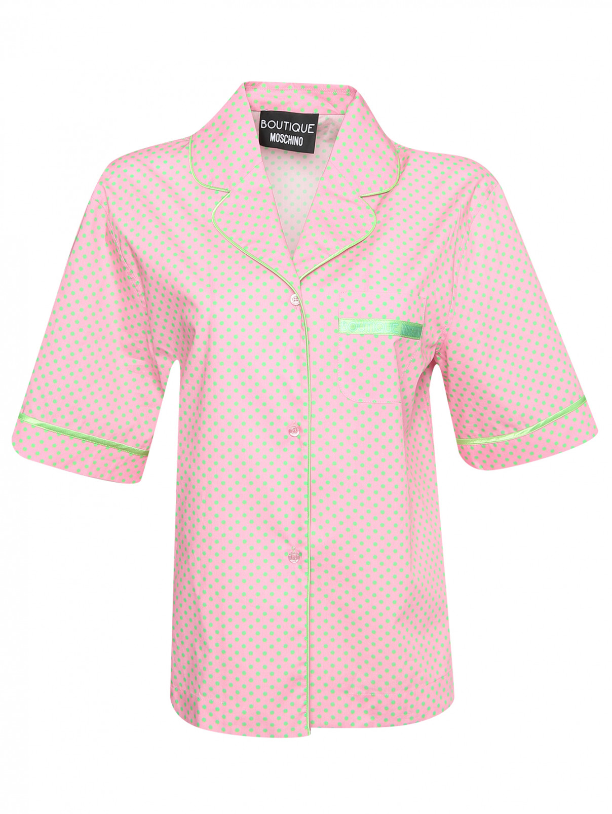 Блуза из хлопка с узором Moschino Boutique  –  Общий вид  – Цвет:  Розовый