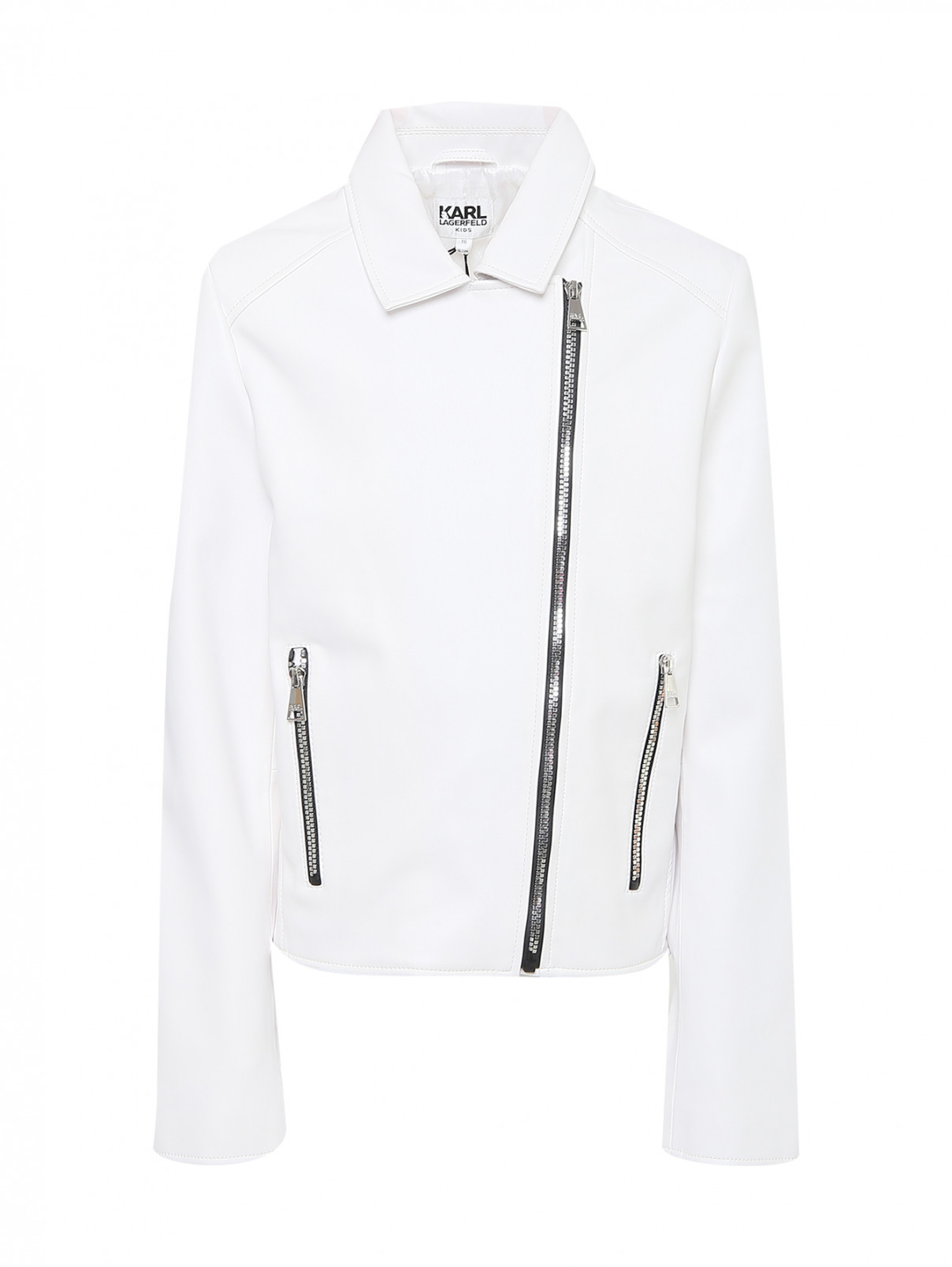 Куртка из экокожи с принтом Karl Lagerfeld  –  Общий вид  – Цвет:  Белый