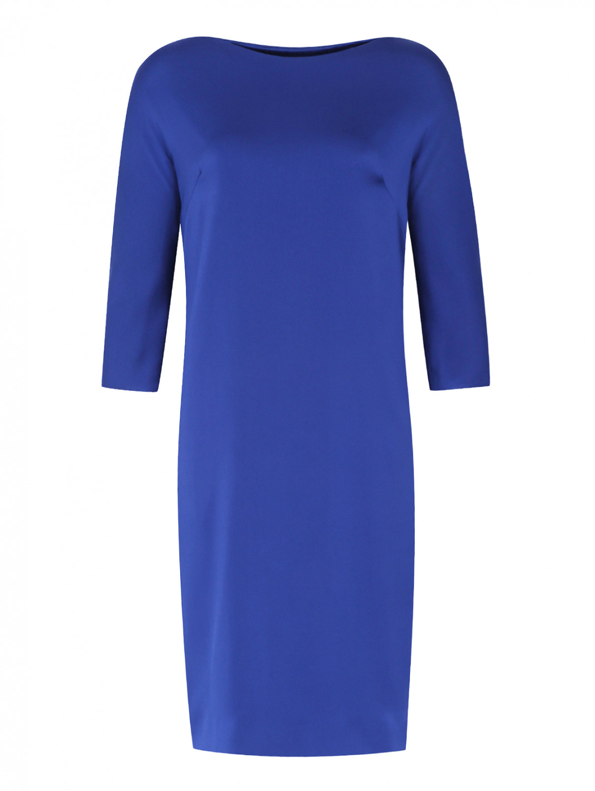 Платье-мини прямого кроя из шелка Alexander Terekhov  –  Общий вид  – Цвет:  Синий