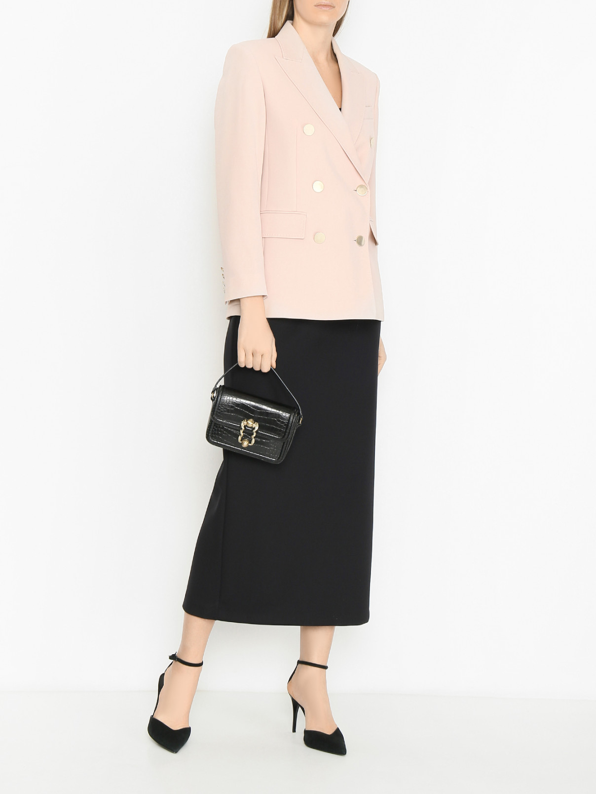 Однотонная юбка-миди с разрезом Max Mara  –  МодельОбщийВид  – Цвет:  Синий