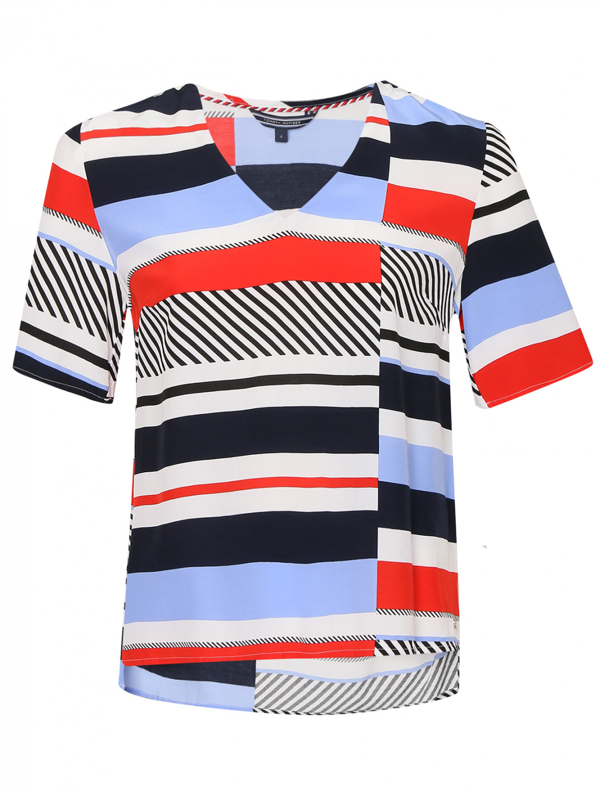 Блуза свободного кроя с узором Tommy Hilfiger  –  Общий вид  – Цвет:  Узор