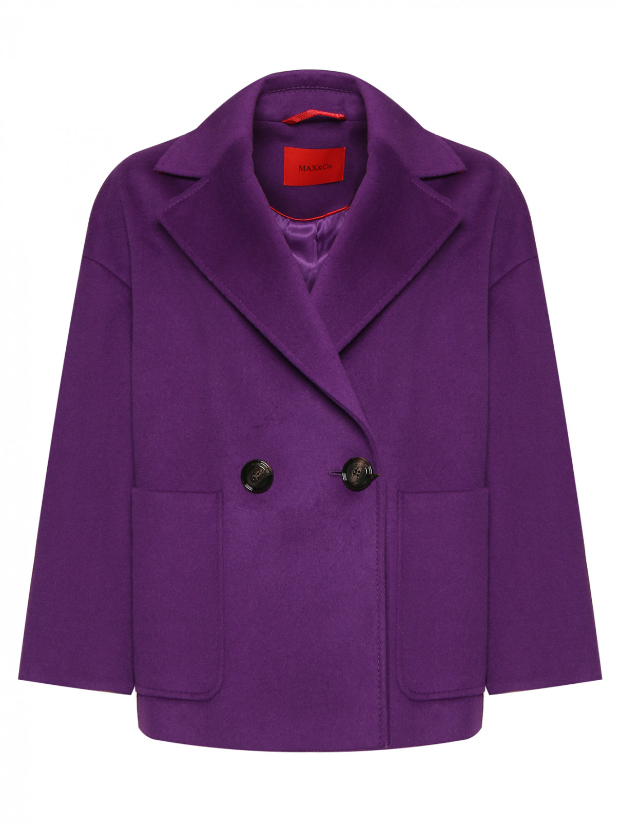 Двубортное полупальто из шерсти Max&Co  –  Общий вид  – Цвет:  Фиолетовый