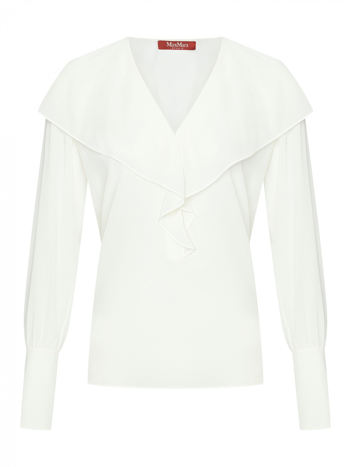 Блуза из шёлка с декоративными элементами Max Mara  –  Общий вид  – Цвет:  Белый