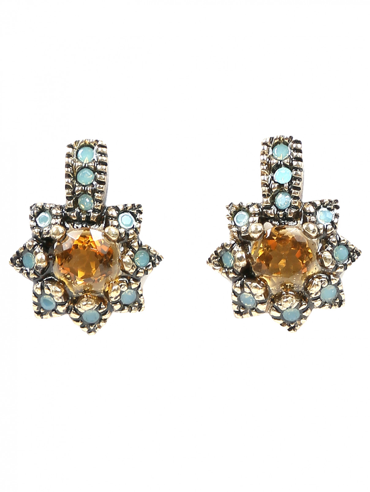 Серьги из металла декорированные кристаллами Look&Took  –  Общий вид  – Цвет:  Золотой