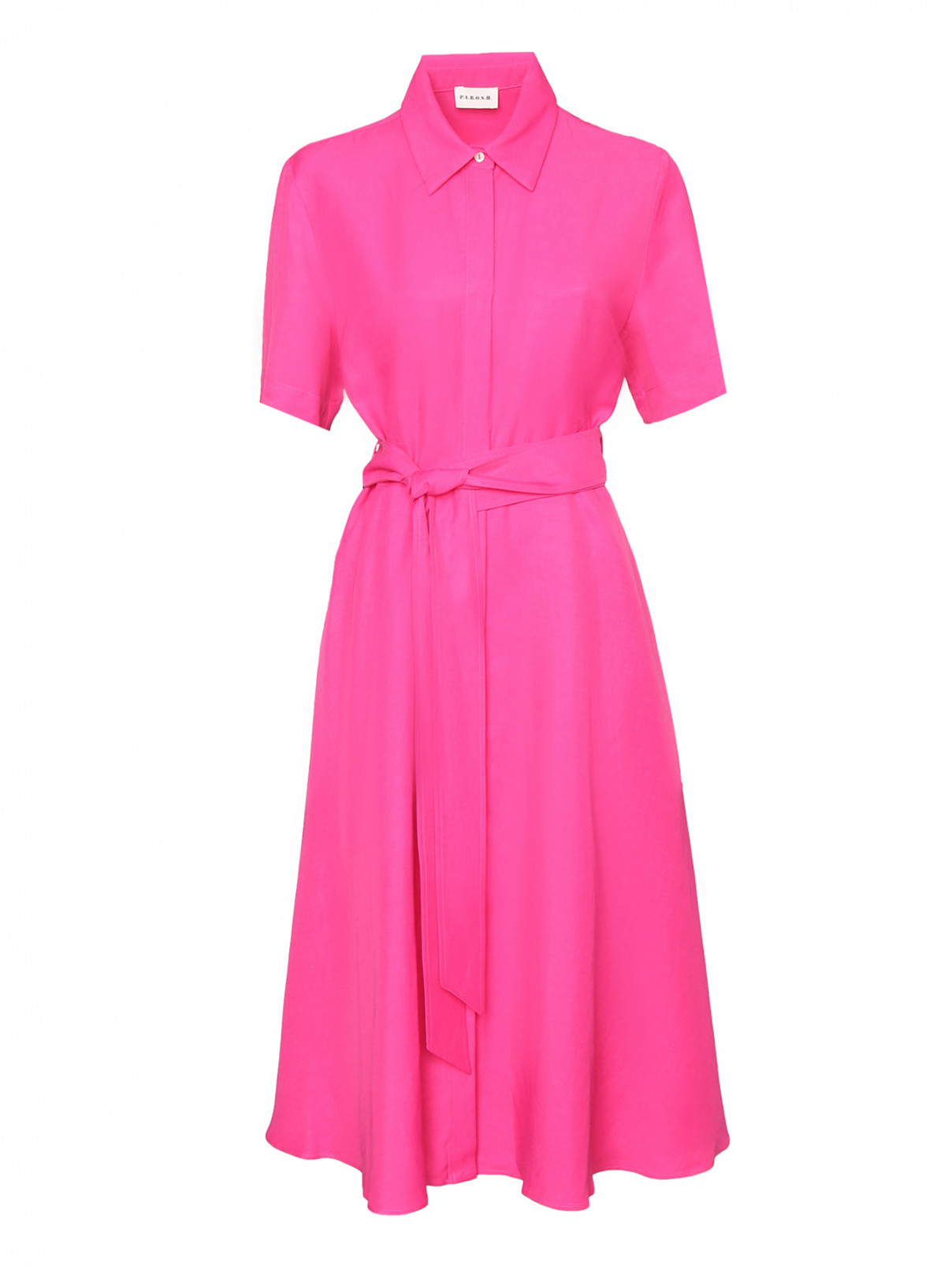 Платье на пуговицах с карманами P.A.R.O.S.H.  –  Общий вид  – Цвет:  Розовый