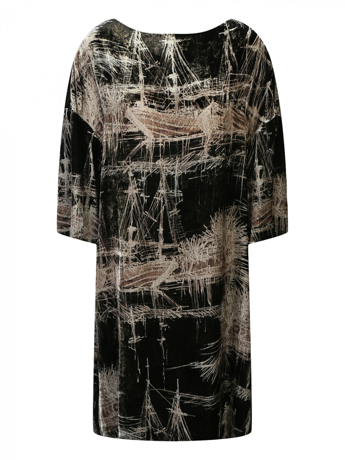 Бархатное платье свободного кроя с узором Antonio Marras  –  Общий вид  – Цвет:  Узор