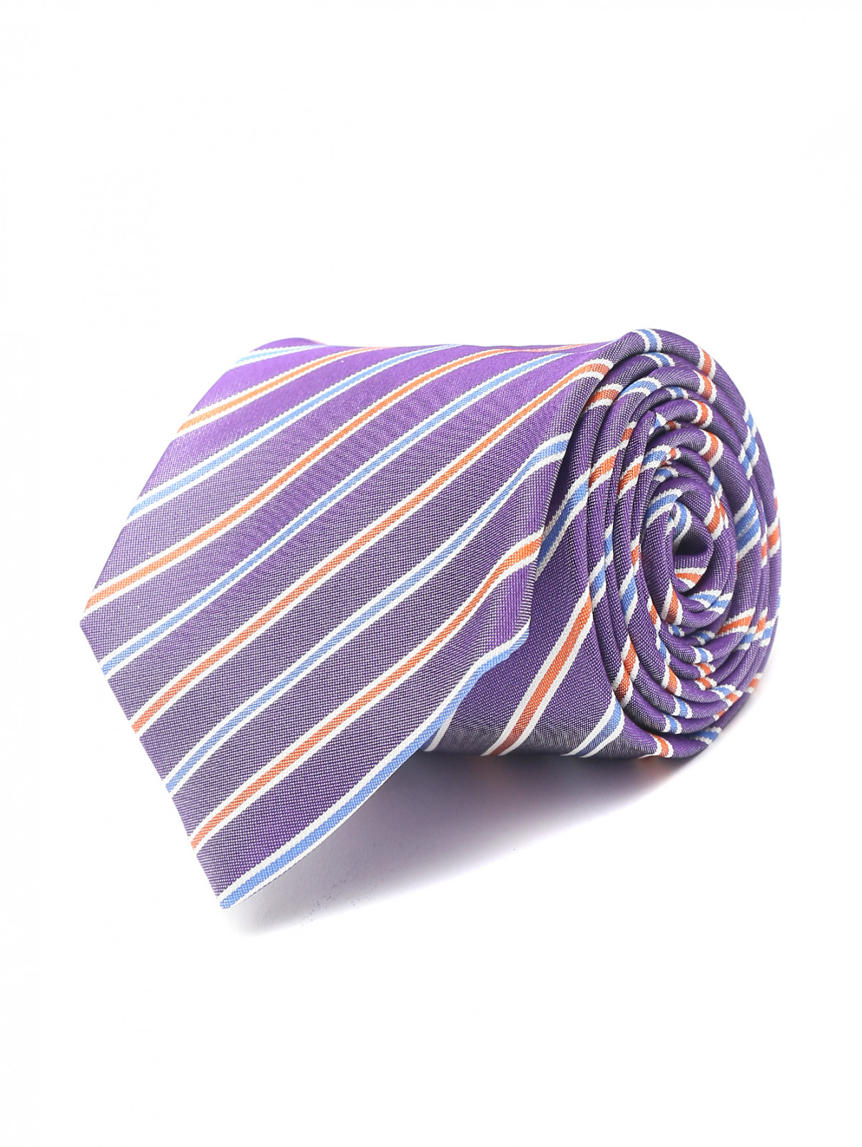 Галстук из шелка с узором "полоска" Boss  –  Общий вид  – Цвет:  Фиолетовый