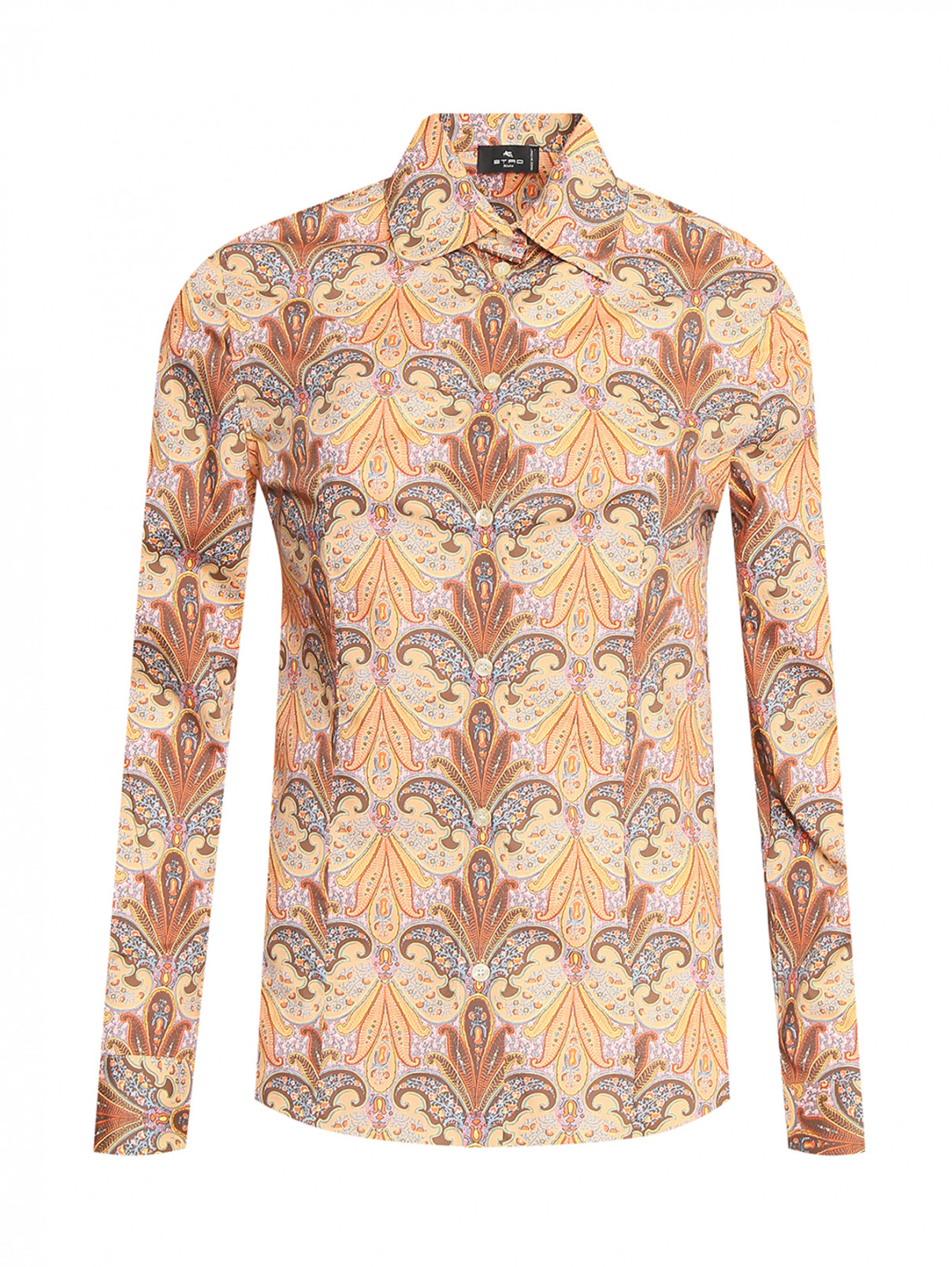 Блуза из хлопка с узором Etro  –  Общий вид  – Цвет:  Оранжевый