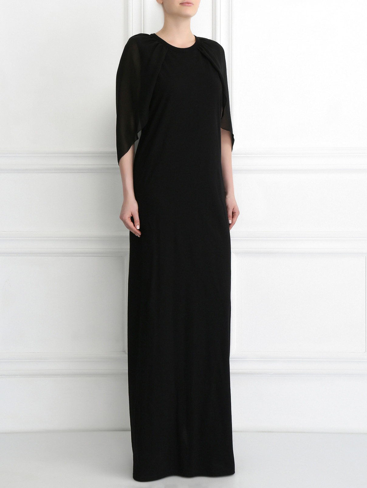 Платье-макси из хлопка Giambattista Valli  –  Модель Общий вид  – Цвет:  Черный