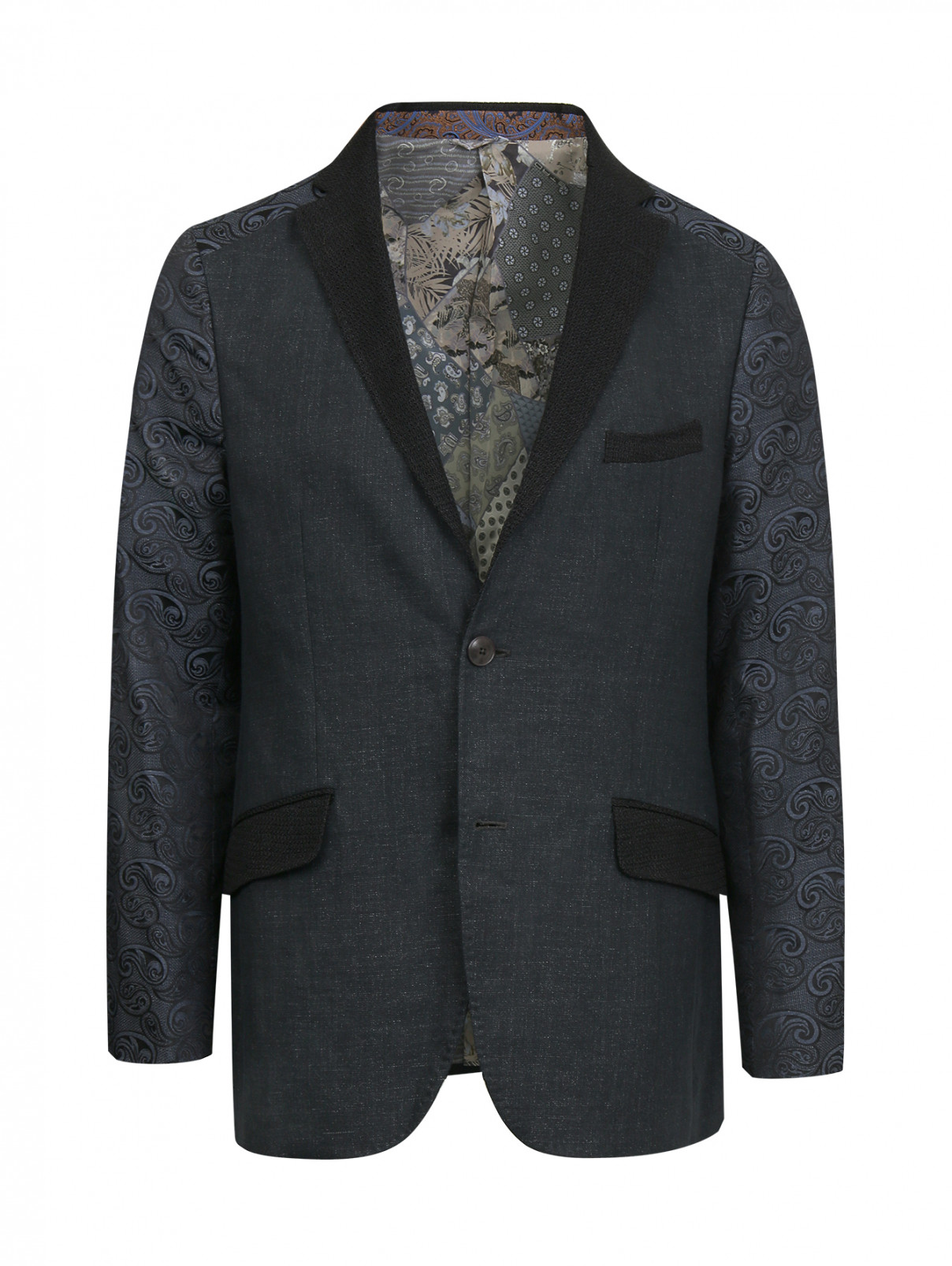 Пиджак из хлопка с узором "пейсли" Etro  –  Общий вид  – Цвет:  Черный