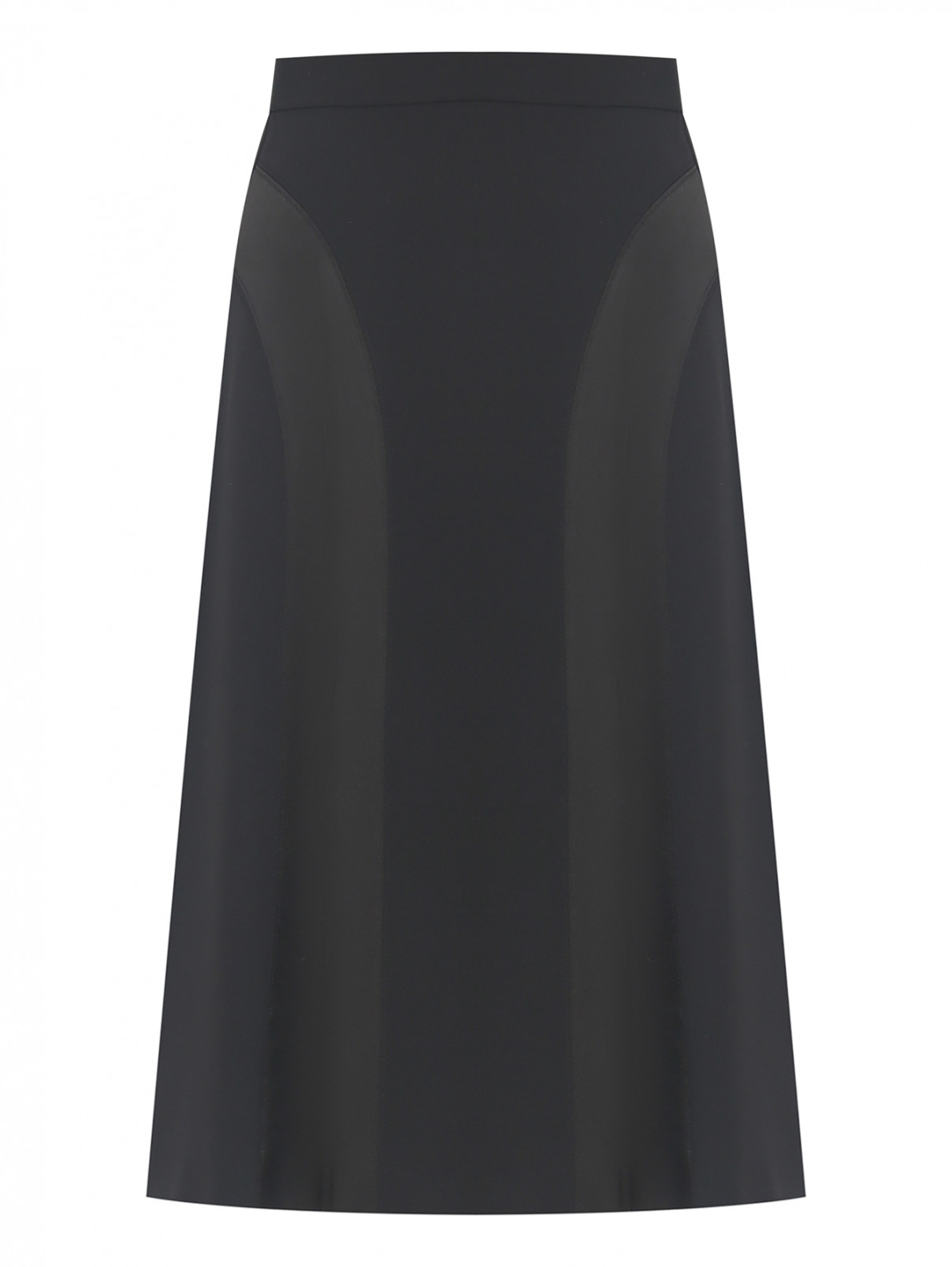 Комбинированная юбка-миди Moschino Boutique  –  Общий вид  – Цвет:  Черный