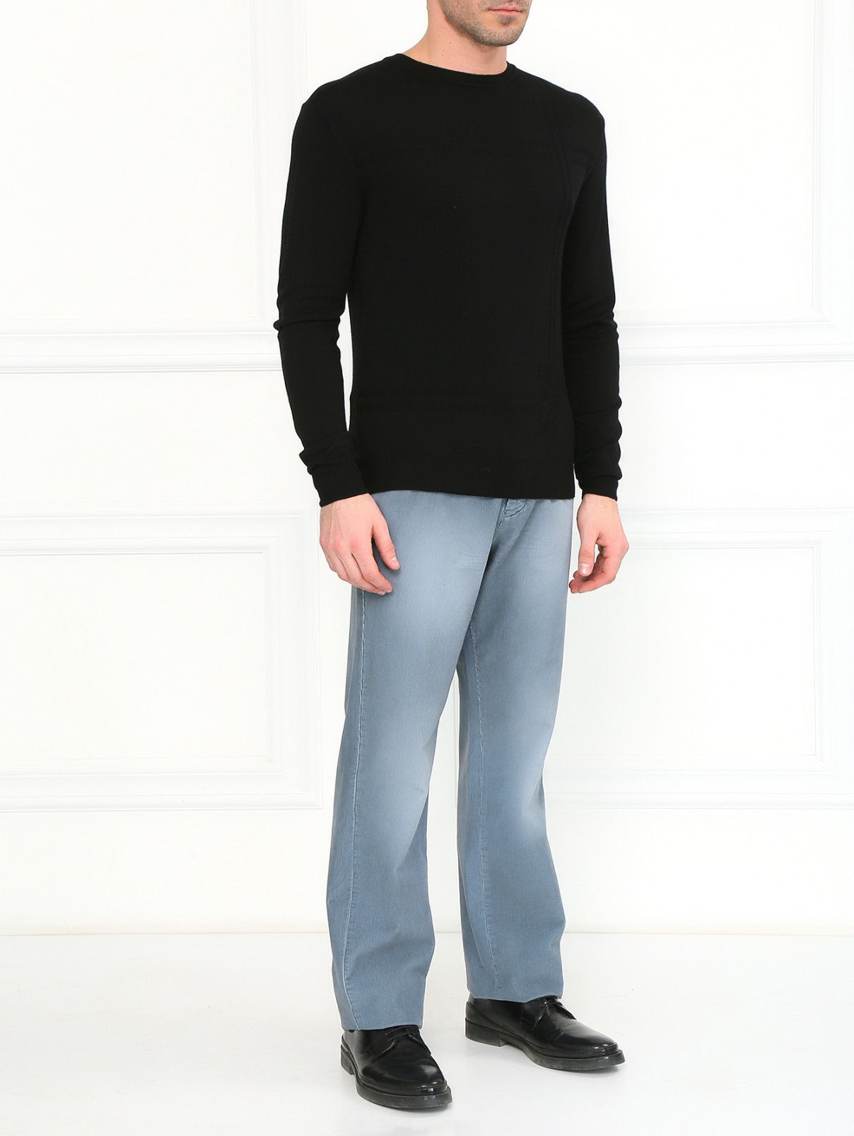 Прямые брюки из хлопка Iceberg  –  Модель Общий вид  – Цвет:  Серый