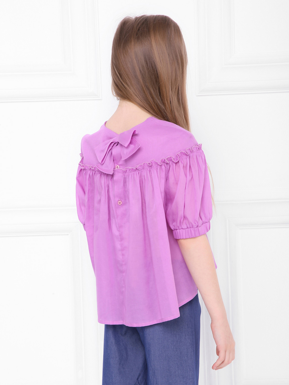 Хлопковая блуза с кокеткой Il Gufo  –  МодельВерхНиз1  – Цвет:  Фиолетовый